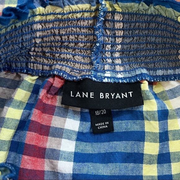 Lane Bryant Plaid Off The Shoulder Blouse. Super Cute!!. Sz 18/20. EUC! - Picture 5 of 11